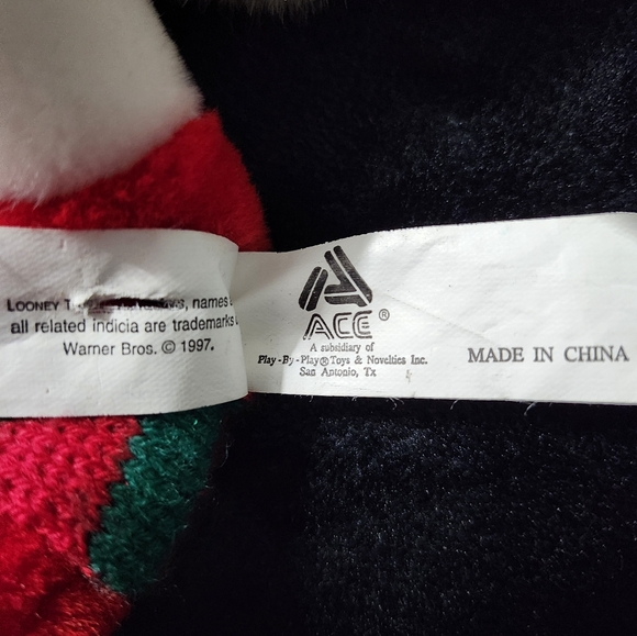 Vintage Sylvester The Cat Christmas Stocking Plush Looney Tunes 1997 Warner Bros - Picture 6 of 6